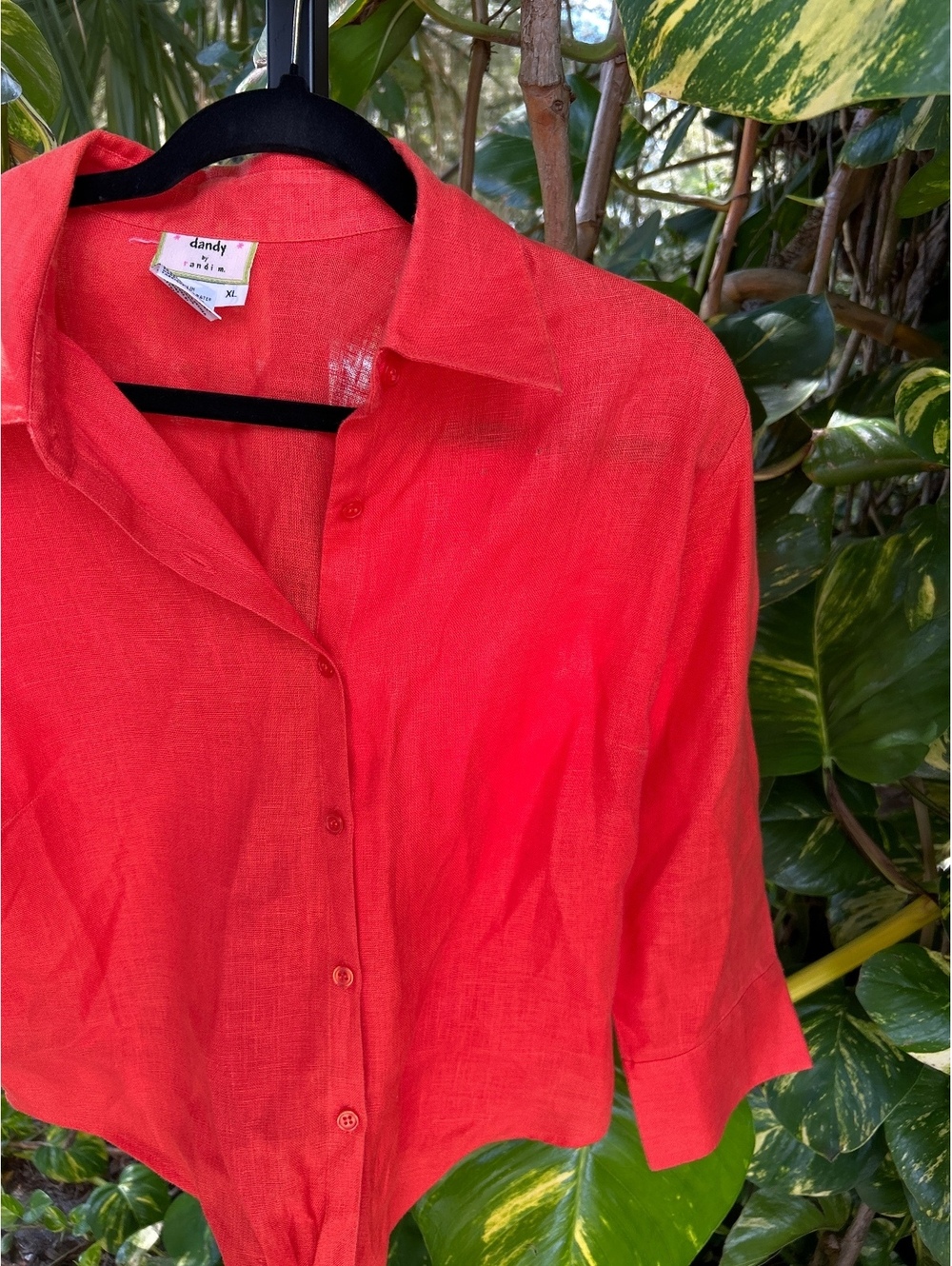 dandy by andi m. XL Red Linen Button-Up Shirt